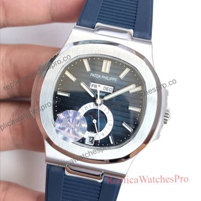 Swiss Patek Philippe Replica Nautilus Annual Calendar Moon Phases Blue Watch - 5726 1A 